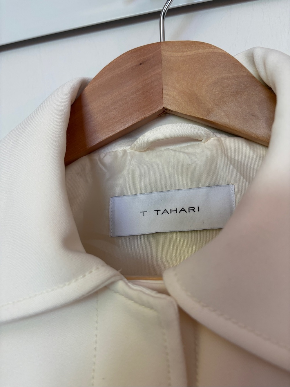 Minimalist Scandi Coat Size Large A-Line Cream White Sophisticated Office Guest - Picture 12 of 13